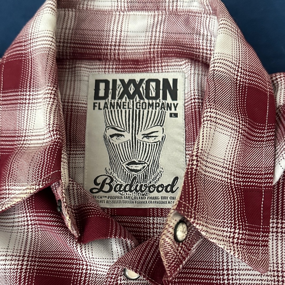 DIXXON Men's Burgundy and White Plaid Shirt The Badwood - Picture 5 of 5